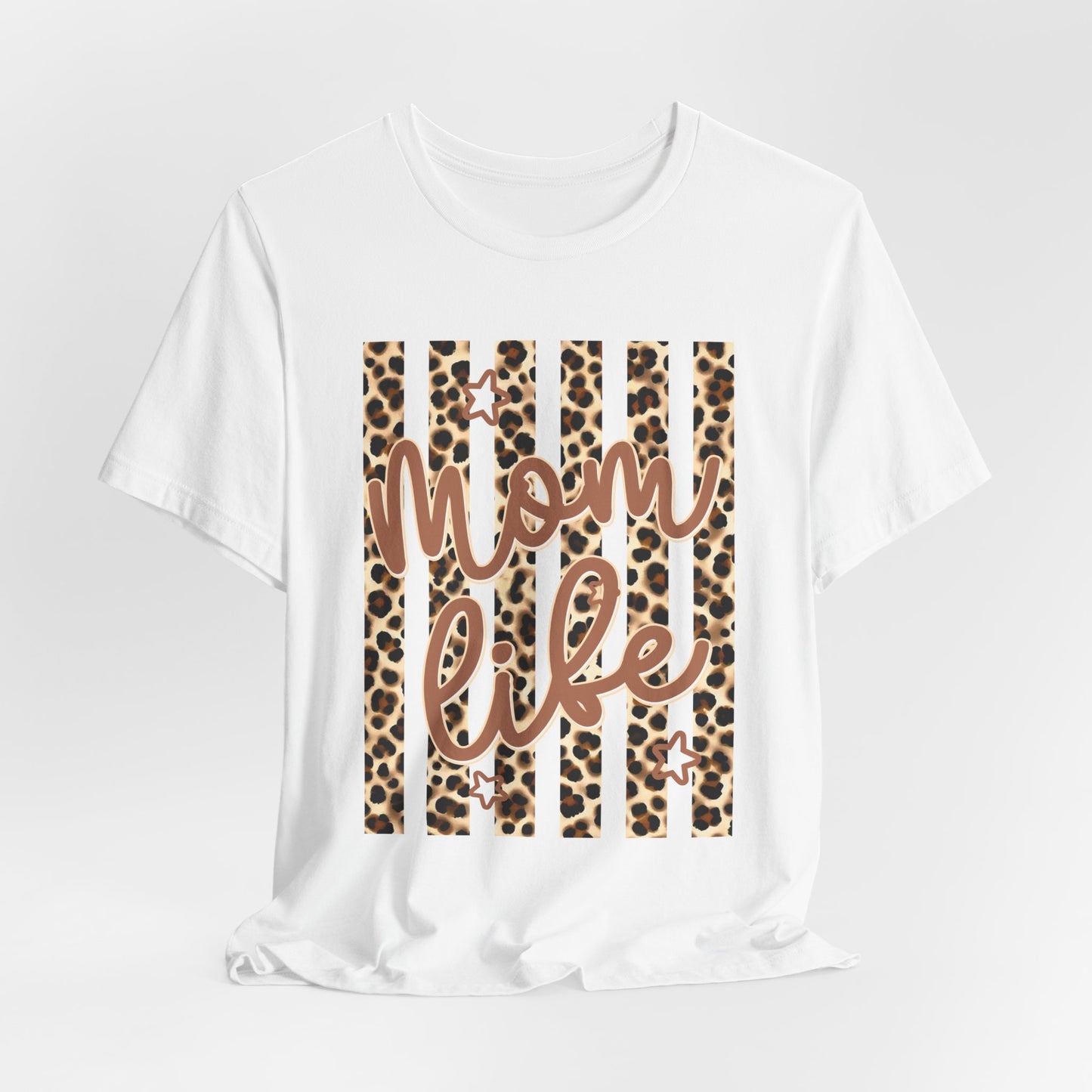 Mom Life Leopard Stripe Tee — "Mom Life" Graphic T-Shirt