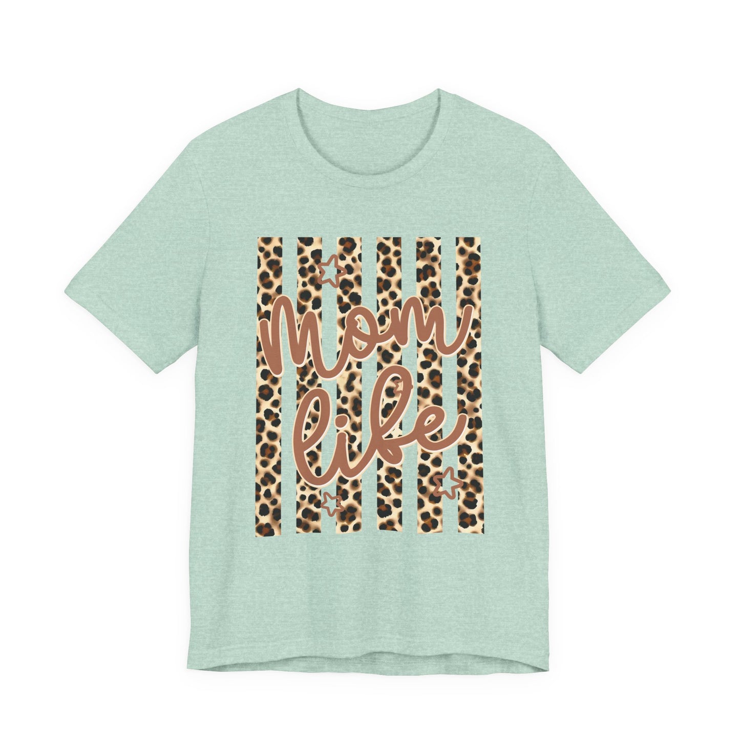 Mom Life Leopard Stripe Tee — "Mom Life" Graphic T-Shirt