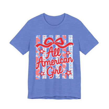 All American Girl T-Shirt — Patriotic Fourth of July Tee with Stars & Stripes