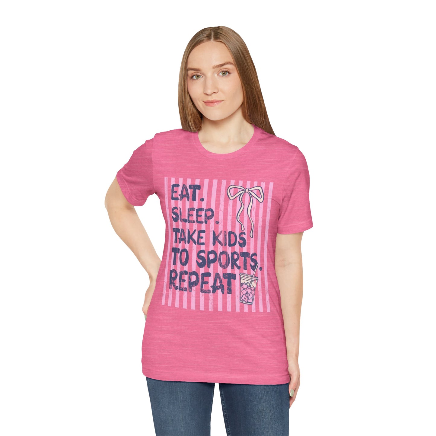 T-Shirt — "Eat. Sleep. Take Kids to Sports. Repeat." Youth Sports Mom Tee