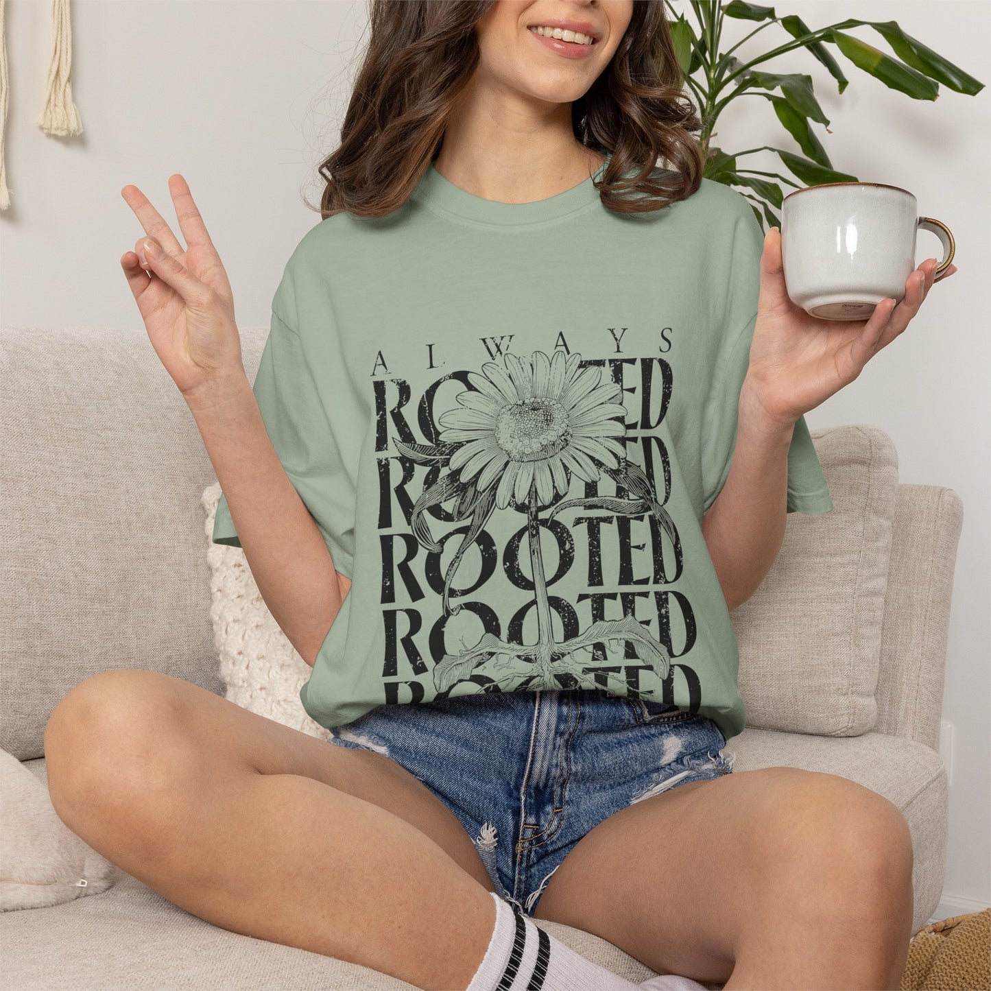 Rooted in Christ Floral T-Shirt — Faith-Based Daisy Graphic Tee