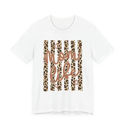 Mom Life Leopard Stripe Tee — "Mom Life" Graphic T-Shirt