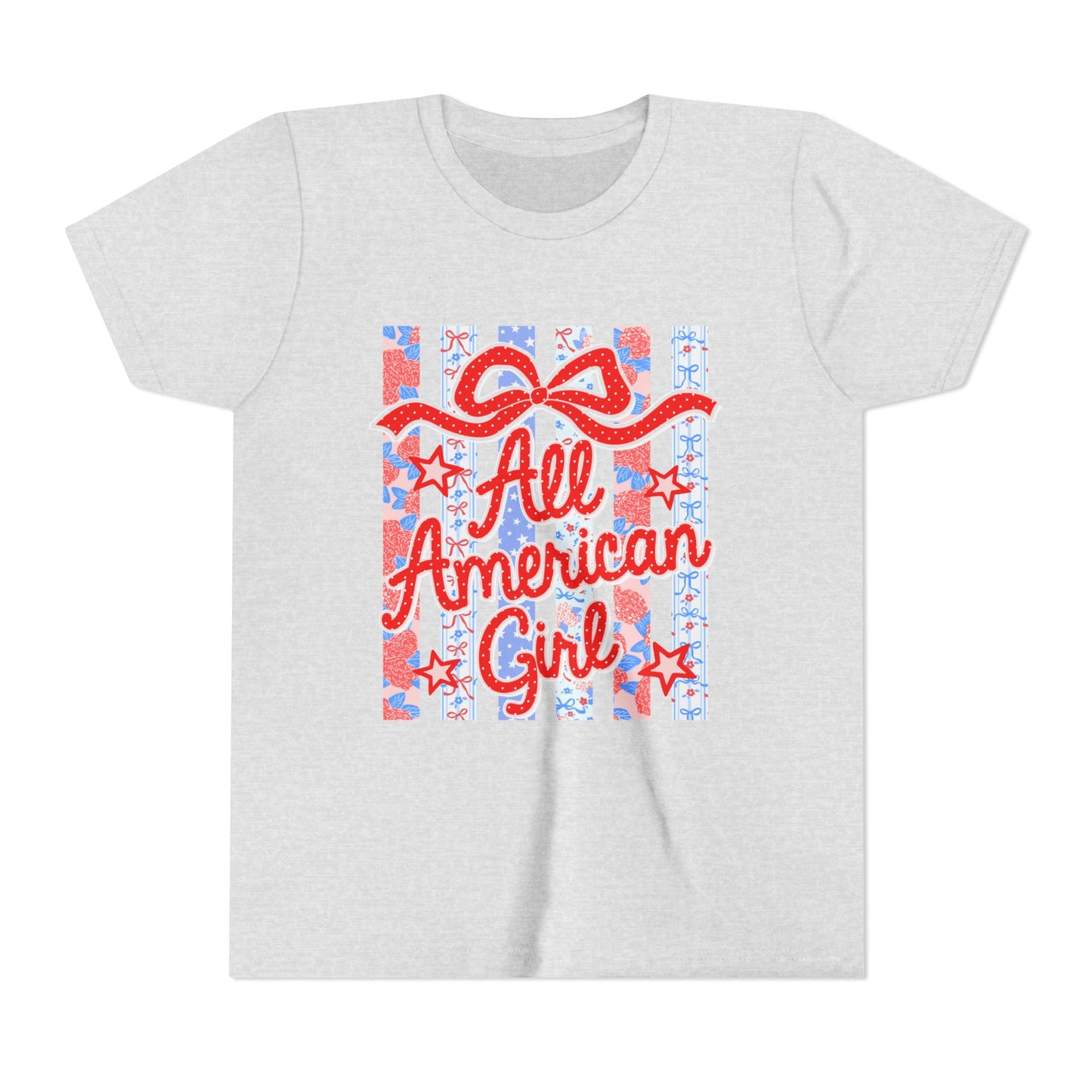 All American Girl Youth Tee — Patriotic 4th of July Kids Shirt