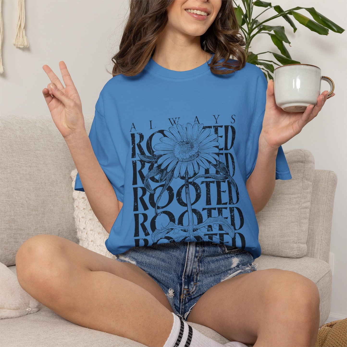Rooted in Christ Floral T-Shirt — Faith-Based Daisy Graphic Tee