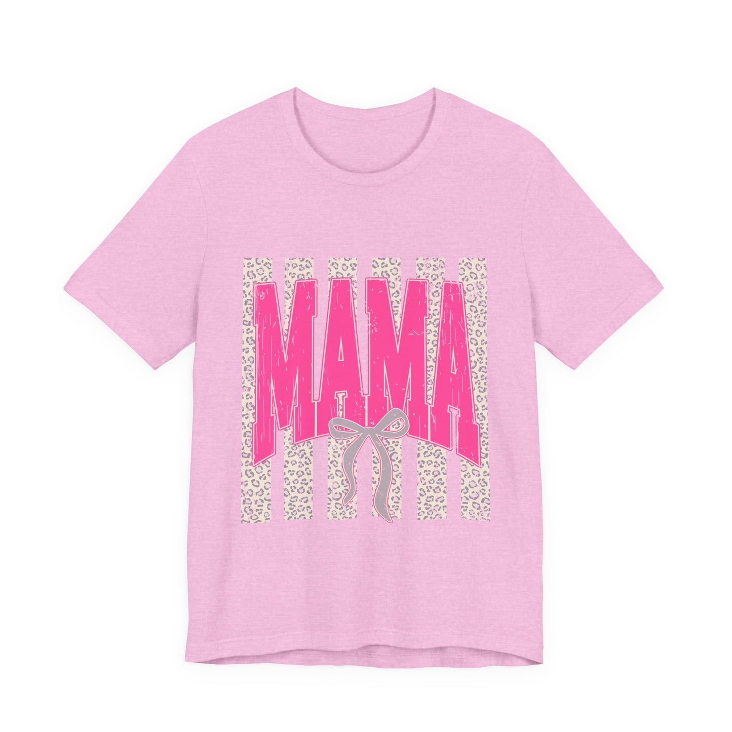 Mama Leopard Stripe Tee — Pink Bow Mother's Day T-Shirt