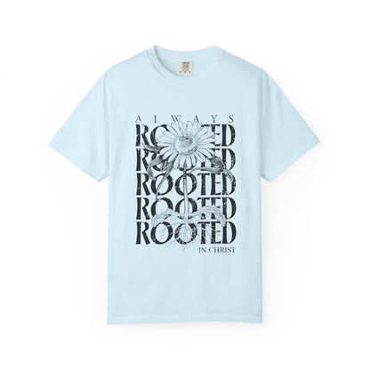 Rooted in Christ Floral T-Shirt — Faith-Based Daisy Graphic Tee