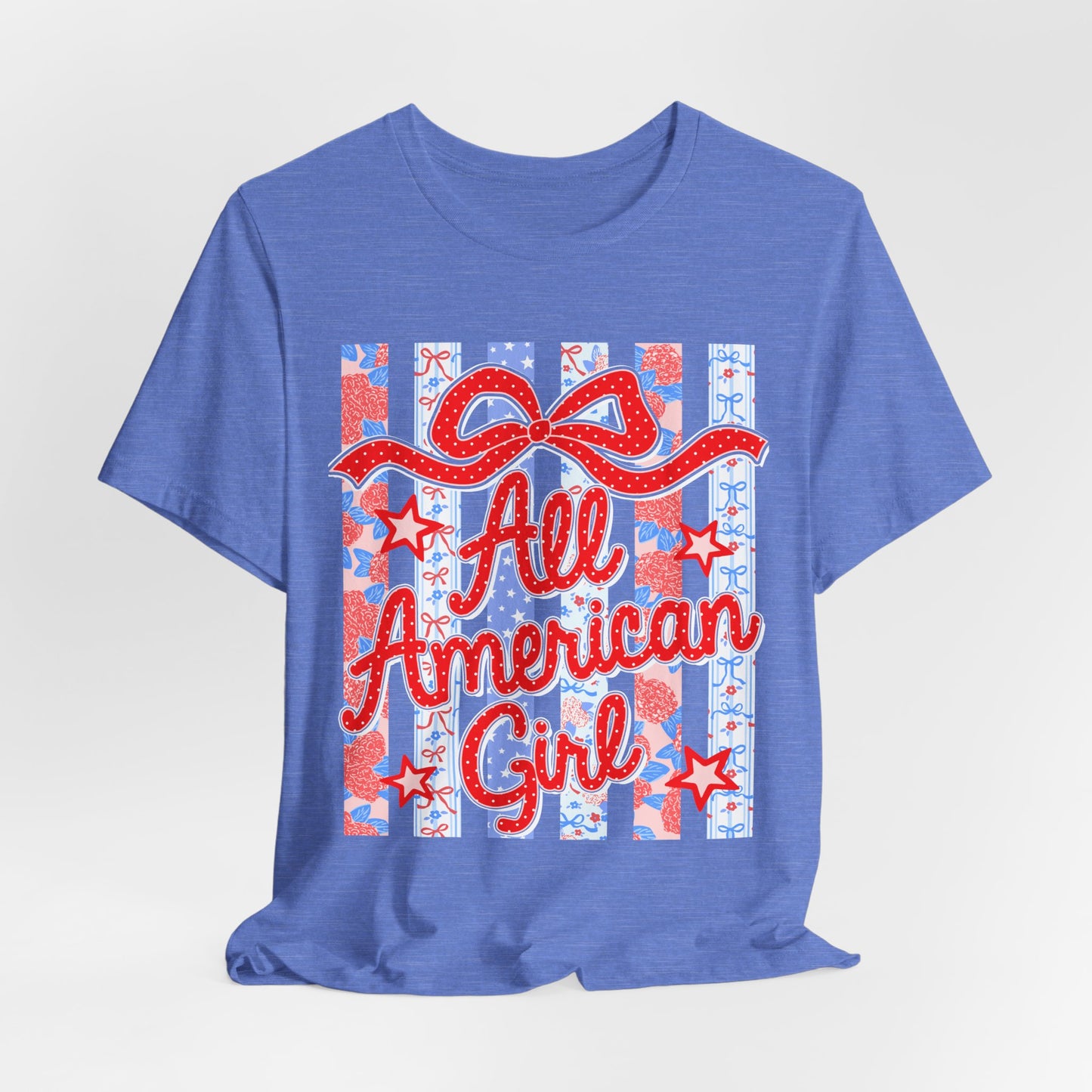 All American Girl T-Shirt — Patriotic Fourth of July Tee with Stars & Stripes