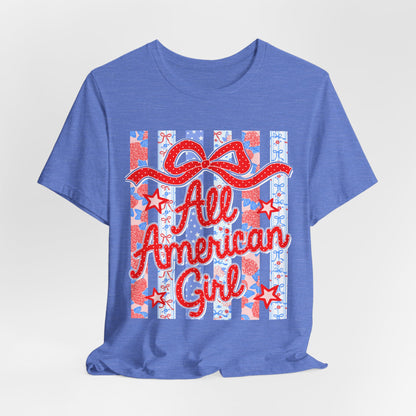 All American Girl T-Shirt — Patriotic Fourth of July Tee with Stars & Stripes
