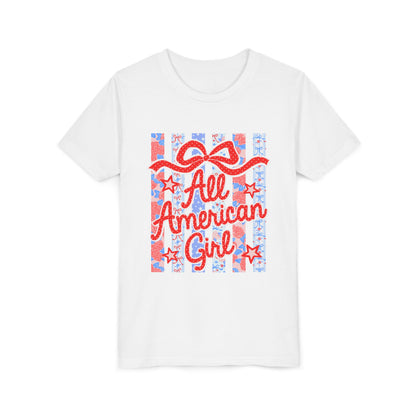 All American Girl Youth Tee — Patriotic 4th of July Kids Shirt