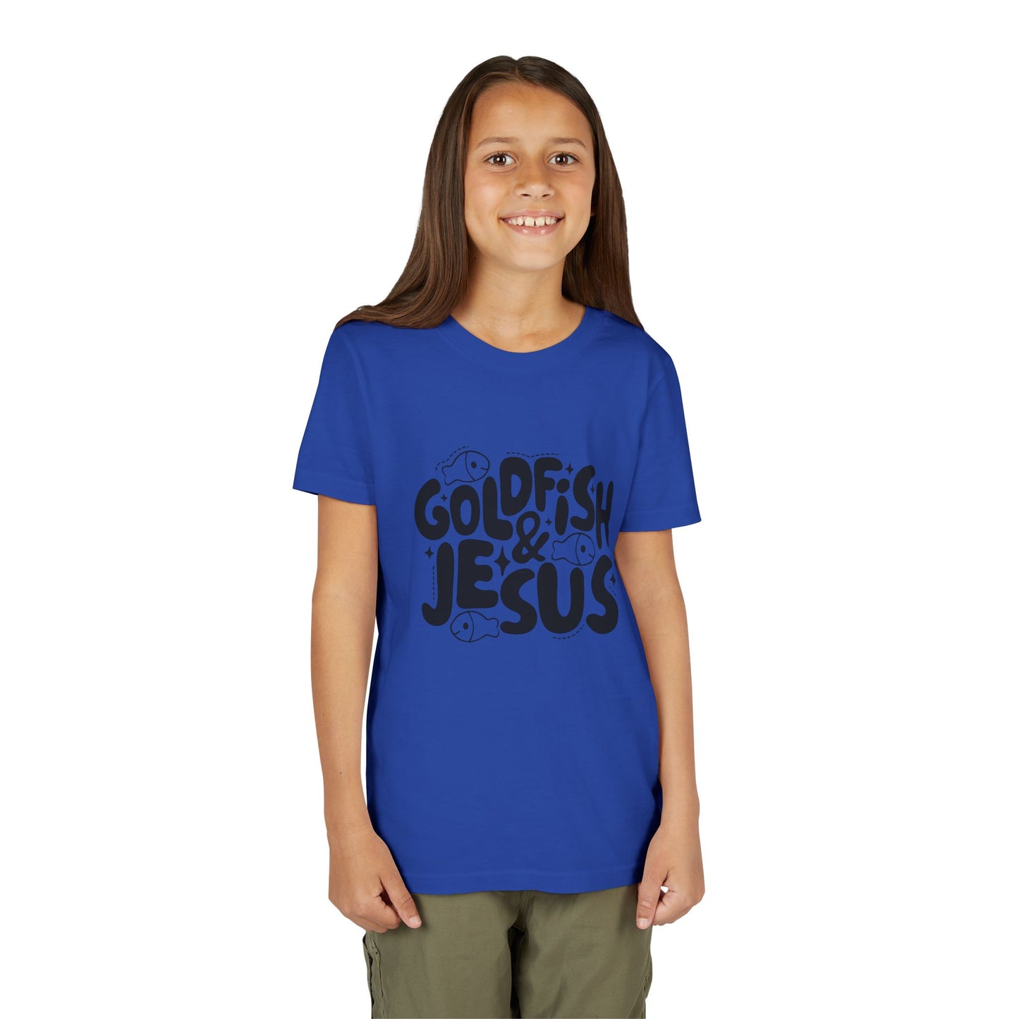 Youth Tee — 'Goldfish & Jesus' Cute Christian Kid T‑Shirt