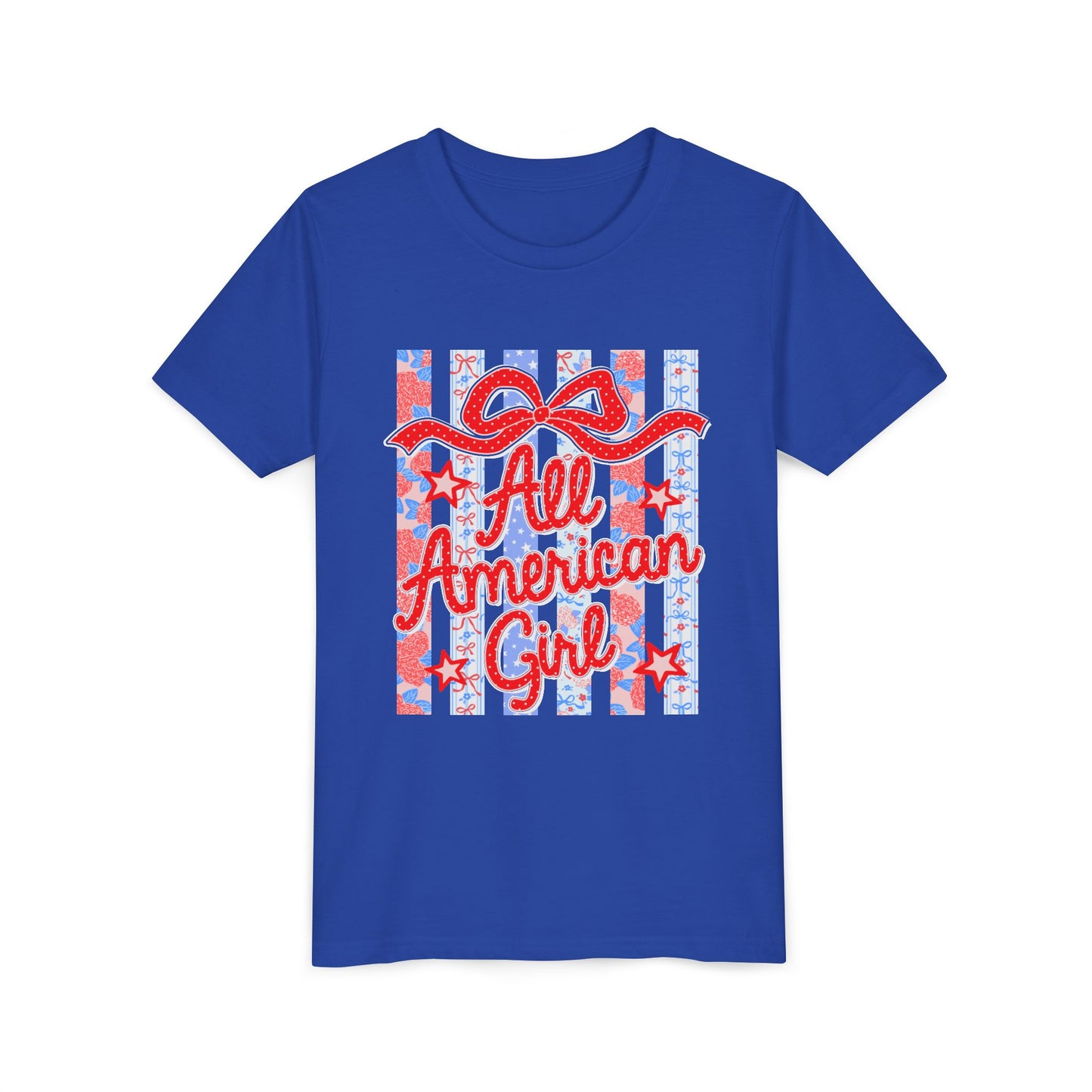All American Girl Youth Tee — Patriotic 4th of July Kids Shirt