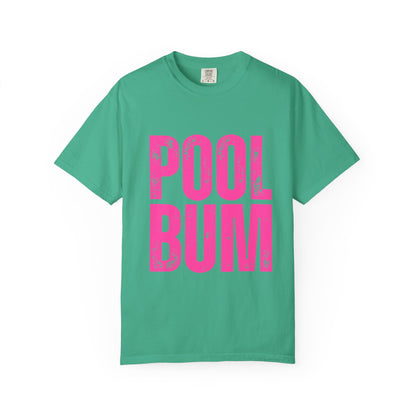 Pool Bum T-Shirt — Vintage Pink Graphic Tee for Pool Lovers