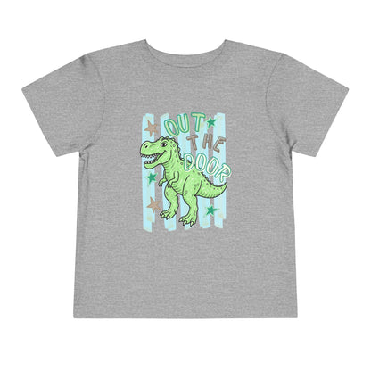 Toddler Tee - "Out the Door" Green Dino Graphic