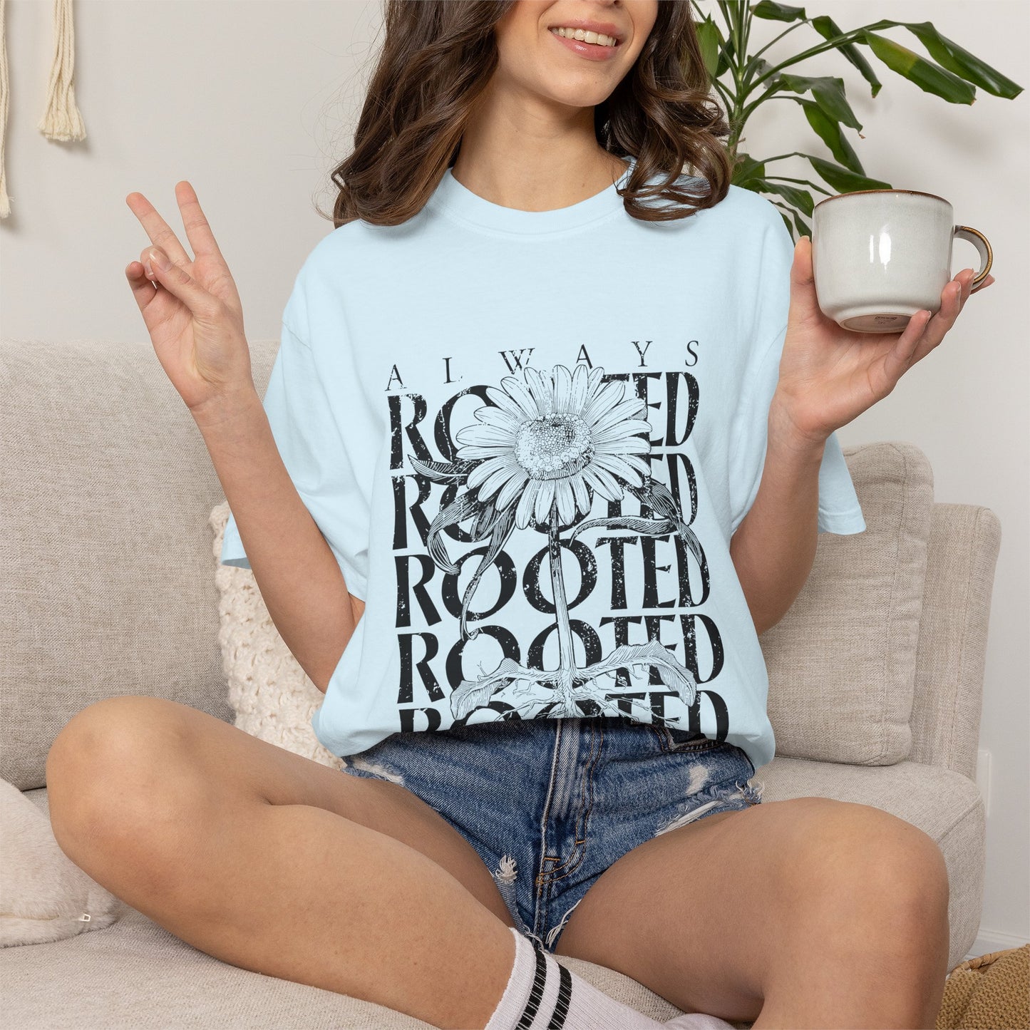 Rooted in Christ Floral T-Shirt — Faith-Based Daisy Graphic Tee