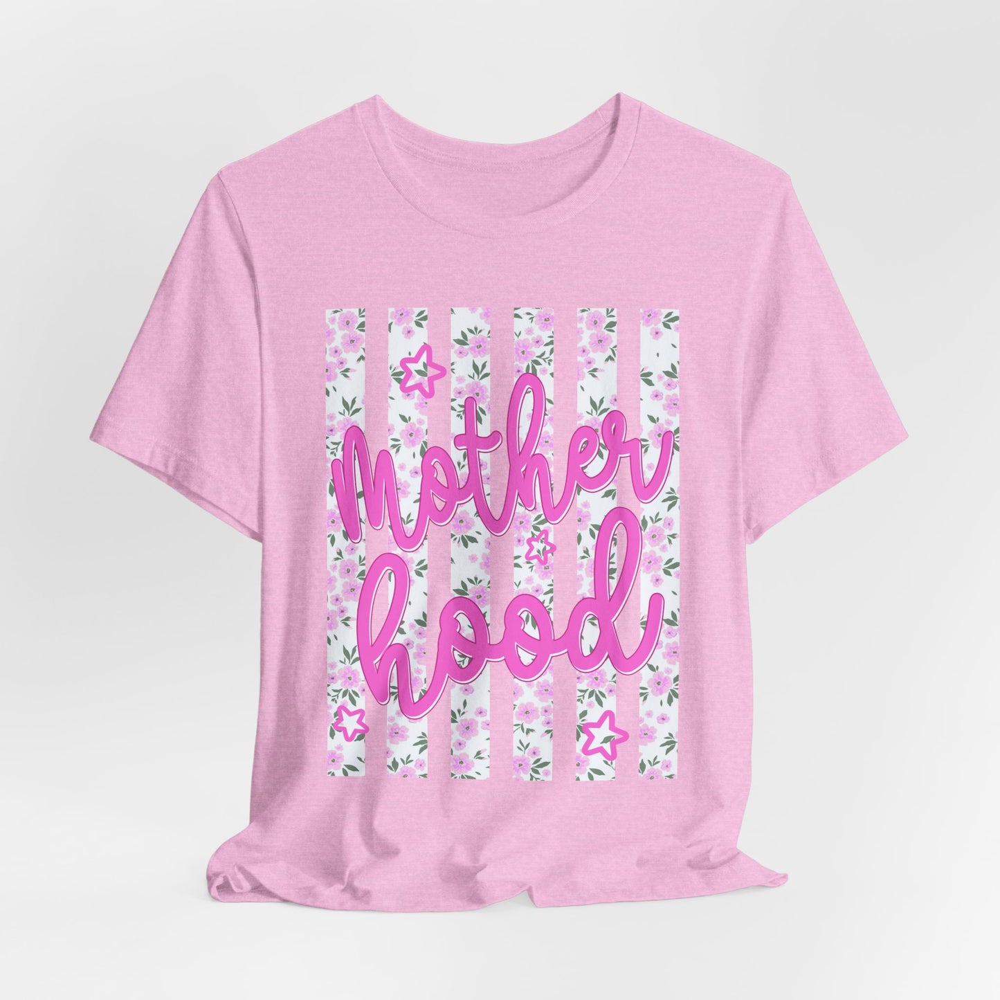 Motherhood Floral Tee — Pink Script Mom Shirt