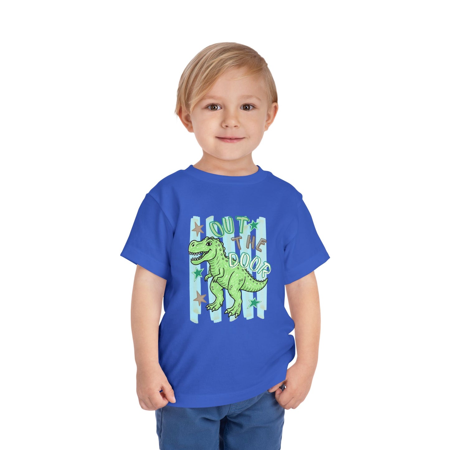 Toddler Tee - "Out the Door" Green Dino Graphic