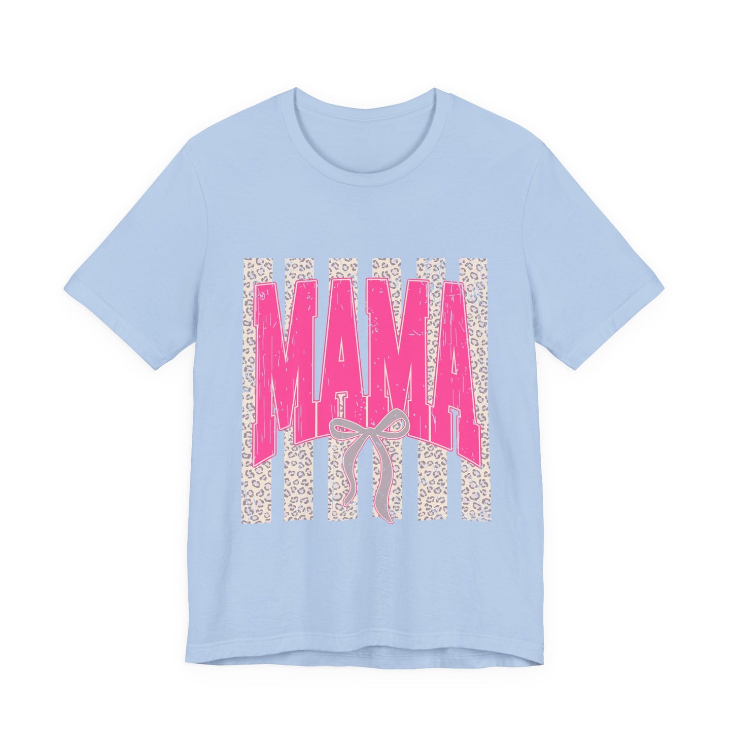 Mama Leopard Stripe Tee — Pink Bow Mother's Day T-Shirt