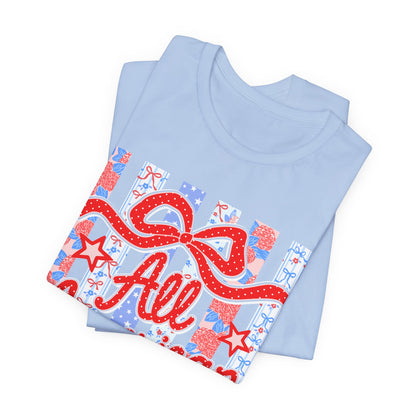 All American Girl T-Shirt — Patriotic Fourth of July Tee with Stars & Stripes