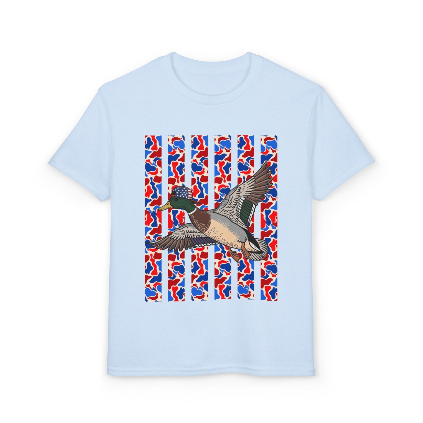 Youth T-Shirt — Red, White & Blue Flying Duck Graphic