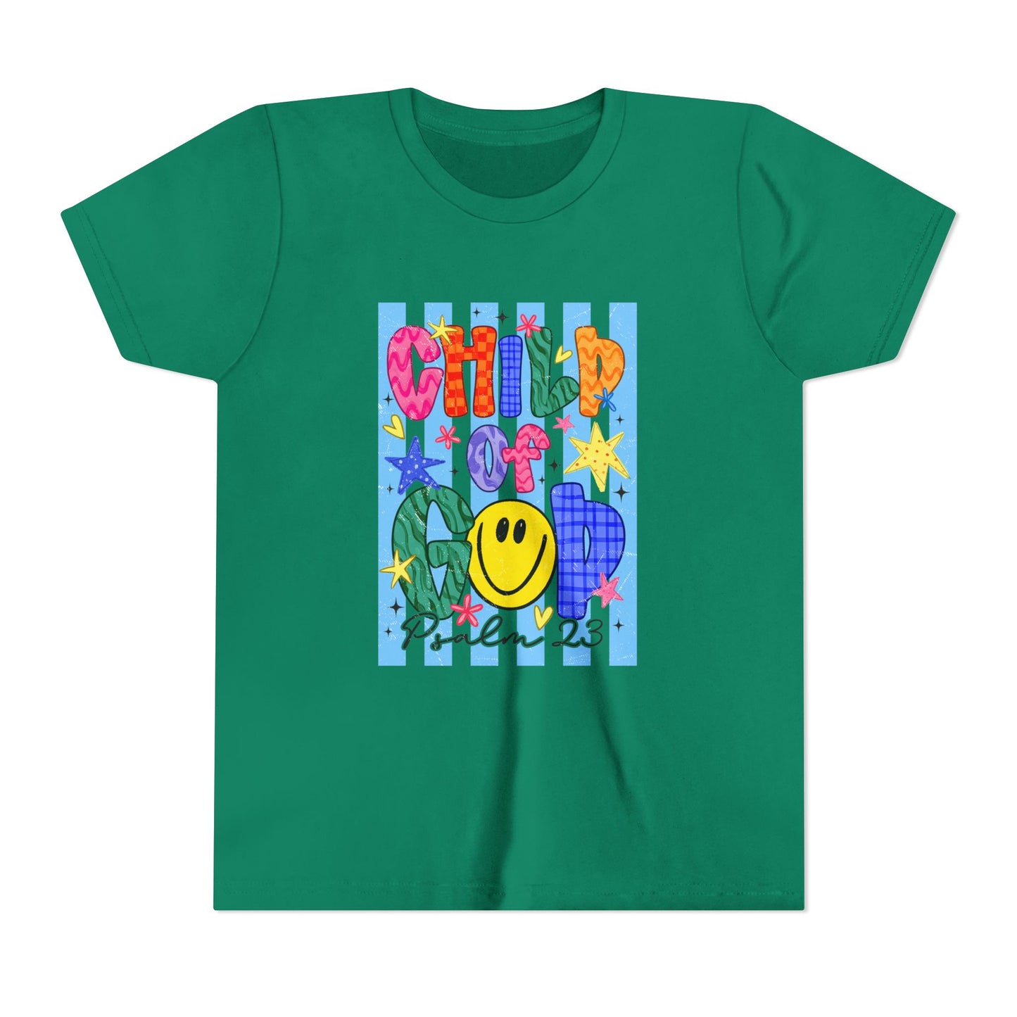 Child of God Youth T‑Shirt — Colorful Smiley Faith Tee