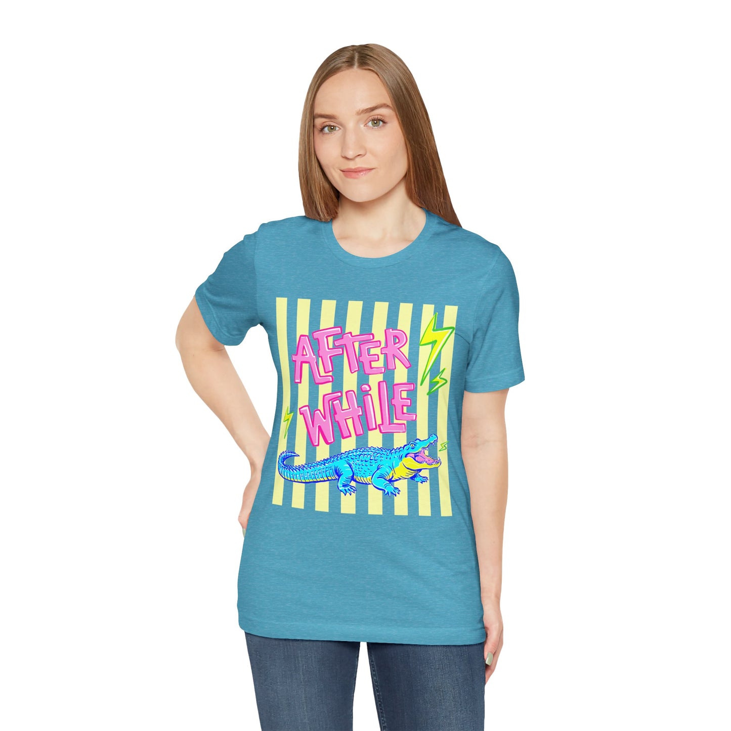 After While Crocodile Tee — Retro Neon Alligator Graphic T-Shirt