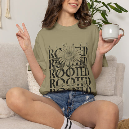 Rooted in Christ Floral T-Shirt — Faith-Based Daisy Graphic Tee