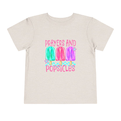 Toddler Tee — "Prayers and Popsicles" Watercolor Popsicle Faith Shirt