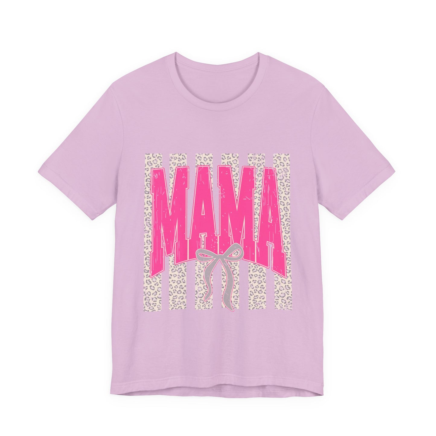 Mama Leopard Stripe Tee — Pink Bow Mother's Day T-Shirt