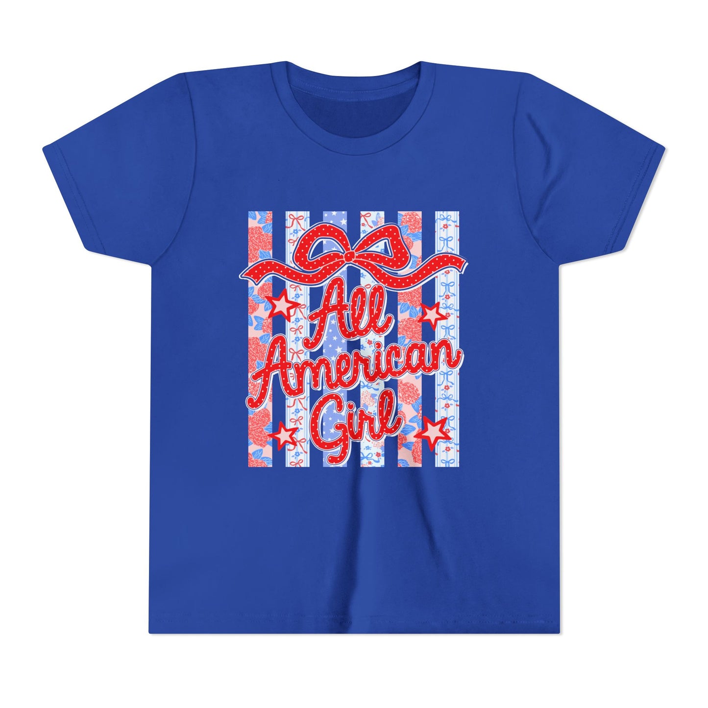 All American Girl Youth Tee — Patriotic 4th of July Kids Shirt