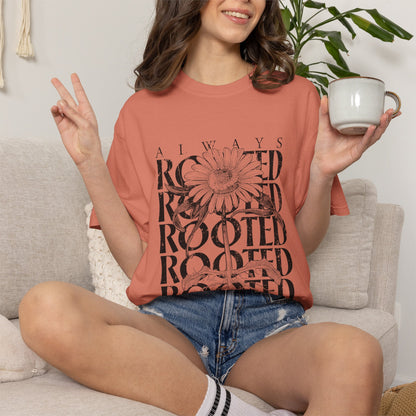 Rooted in Christ Floral T-Shirt — Faith-Based Daisy Graphic Tee