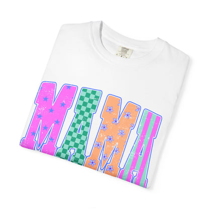 MAMA Colorblock Graphic T‑Shirt — Playful Patterned Lettering Tee