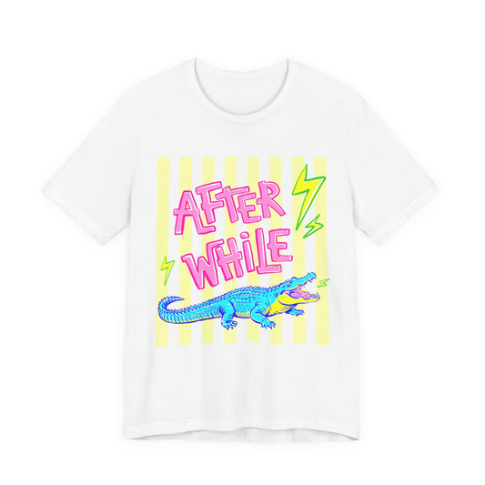 After While Crocodile Tee — Retro Neon Alligator Graphic T-Shirt