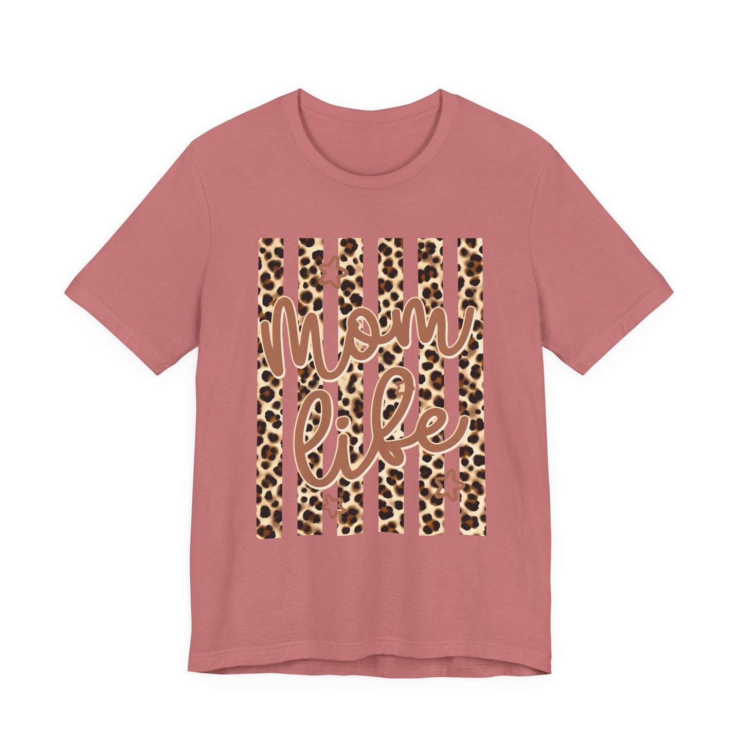 Mom Life Leopard Stripe Tee — "Mom Life" Graphic T-Shirt