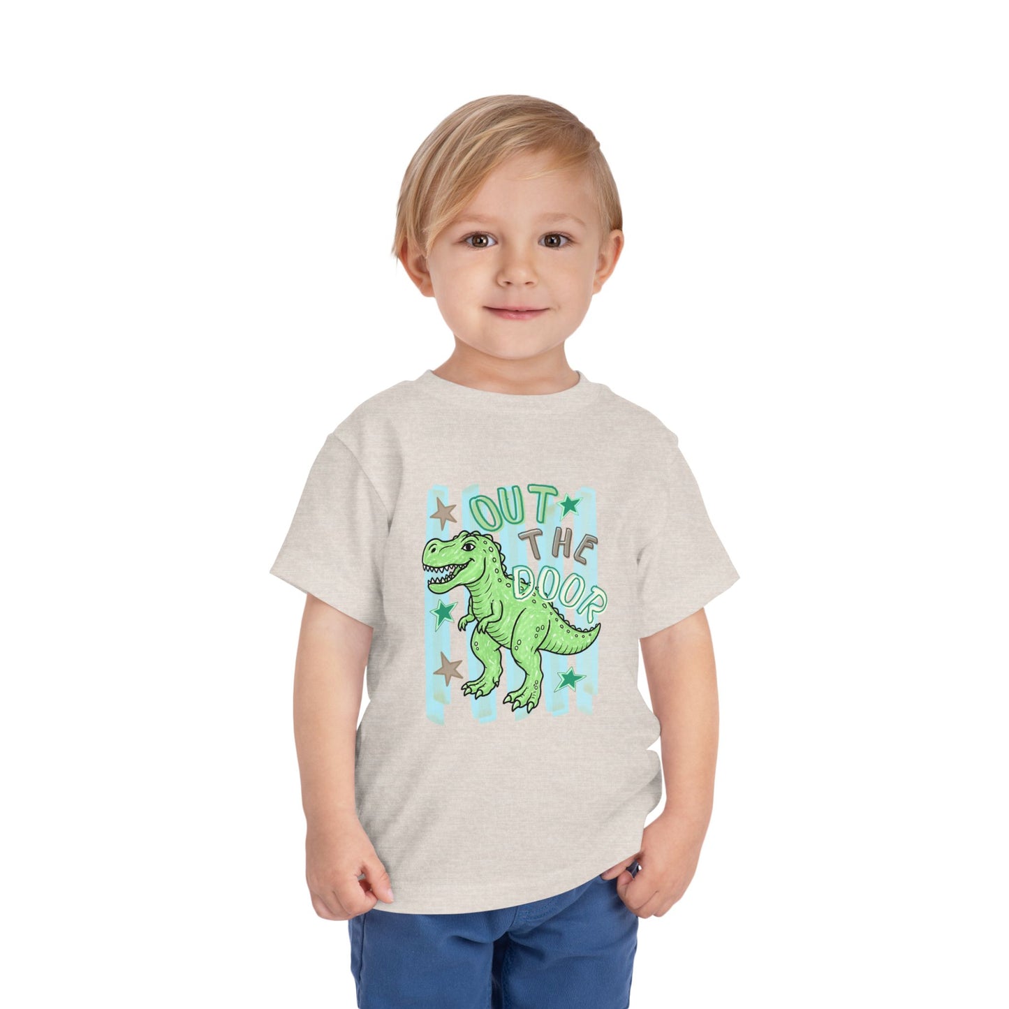 Toddler Tee - "Out the Door" Green Dino Graphic