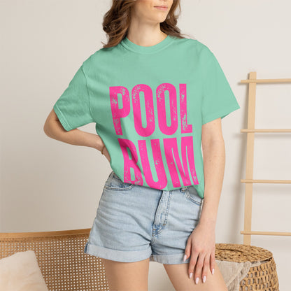 Pool Bum T-Shirt — Vintage Pink Graphic Tee for Pool Lovers