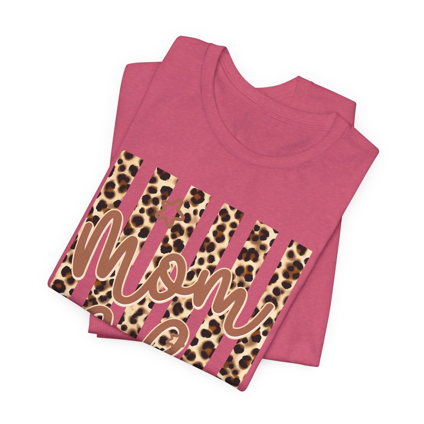 Mom Life Leopard Stripe Tee — "Mom Life" Graphic T-Shirt