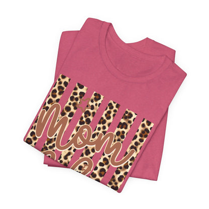 Mom Life Leopard Stripe Tee — "Mom Life" Graphic T-Shirt