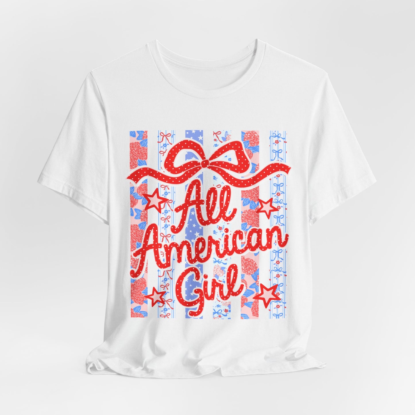 All American Girl T-Shirt — Patriotic Fourth of July Tee with Stars & Stripes