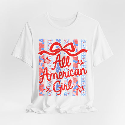 All American Girl T-Shirt — Patriotic Fourth of July Tee with Stars & Stripes