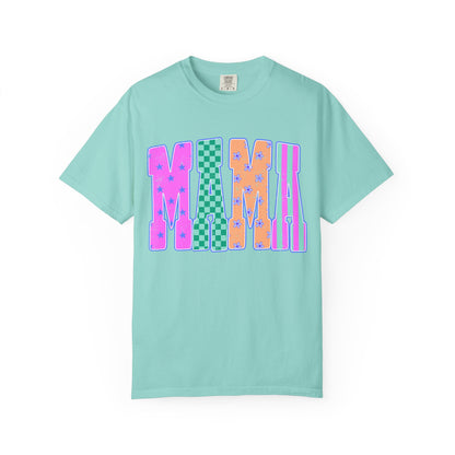 MAMA Colorblock Graphic T‑Shirt — Playful Patterned Lettering Tee