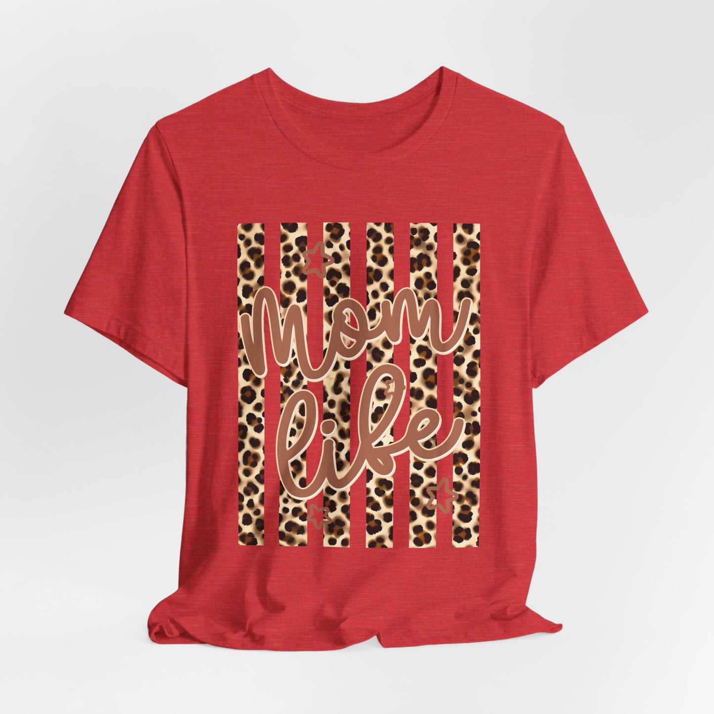 Mom Life Leopard Stripe Tee — "Mom Life" Graphic T-Shirt