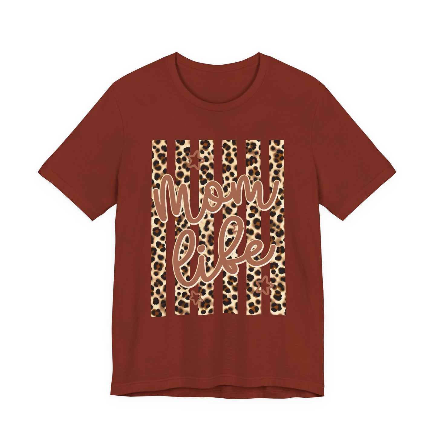 Mom Life Leopard Stripe Tee — "Mom Life" Graphic T-Shirt