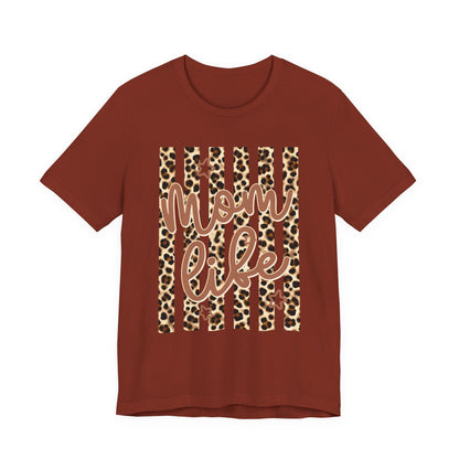 Mom Life Leopard Stripe Tee — "Mom Life" Graphic T-Shirt