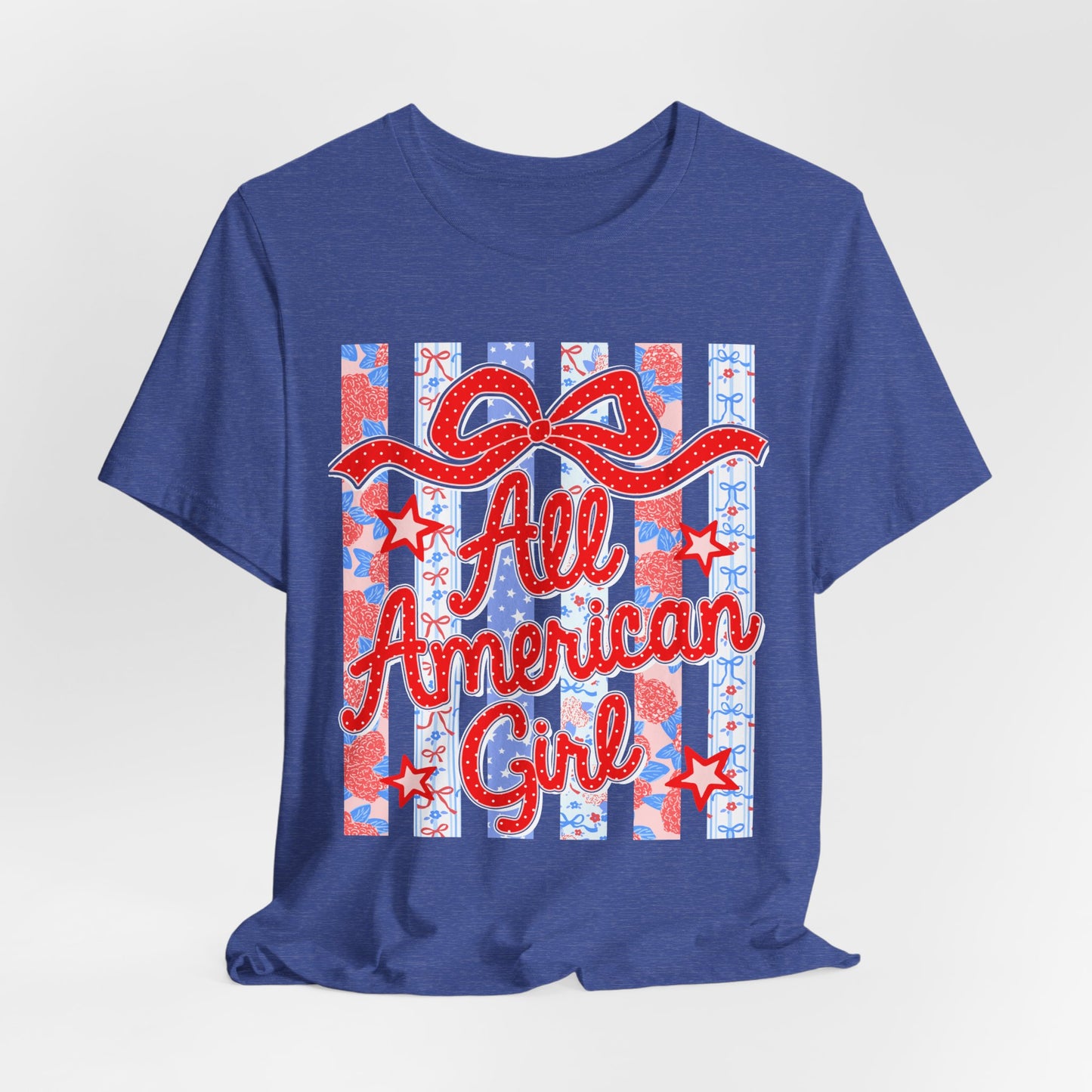 All American Girl T-Shirt — Patriotic Fourth of July Tee with Stars & Stripes