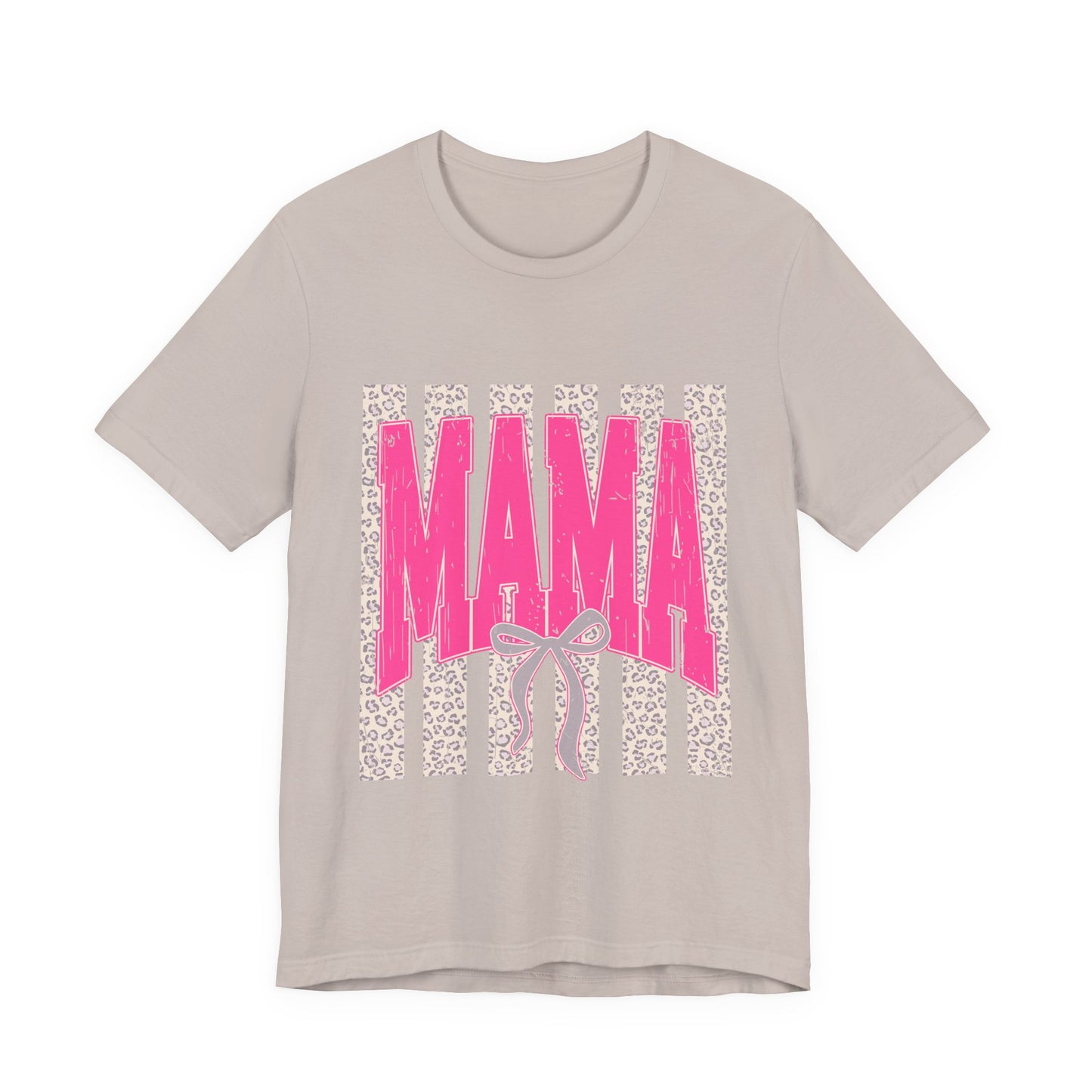 Mama Leopard Stripe Tee — Pink Bow Mother's Day T-Shirt