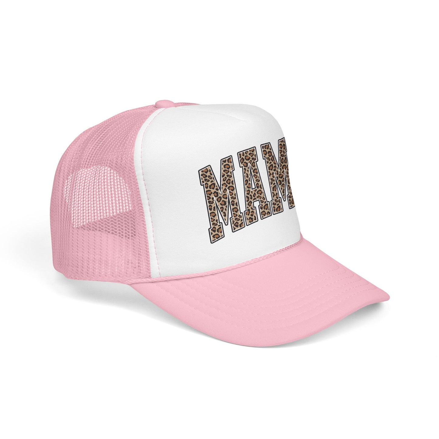Mama Leopard Trucker Hat — Foam Mesh Cap with Leopard Print "MAMA"