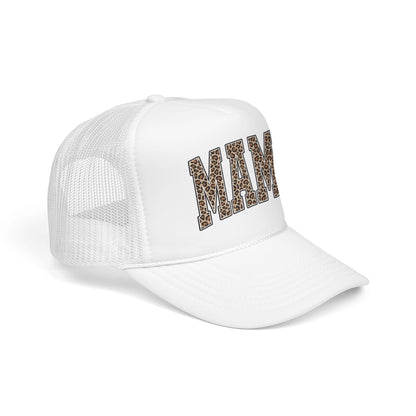 Mama Leopard Trucker Hat — Foam Mesh Cap with Leopard Print "MAMA"