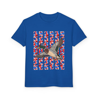 Youth T-Shirt — Red, White & Blue Flying Duck Graphic