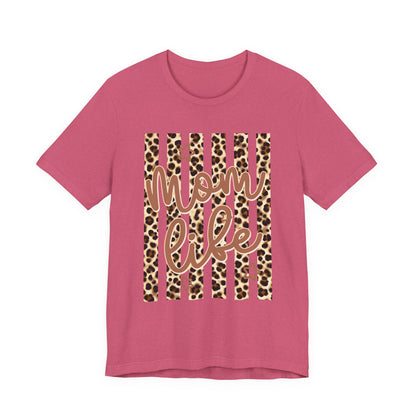 Mom Life Leopard Stripe Tee — "Mom Life" Graphic T-Shirt