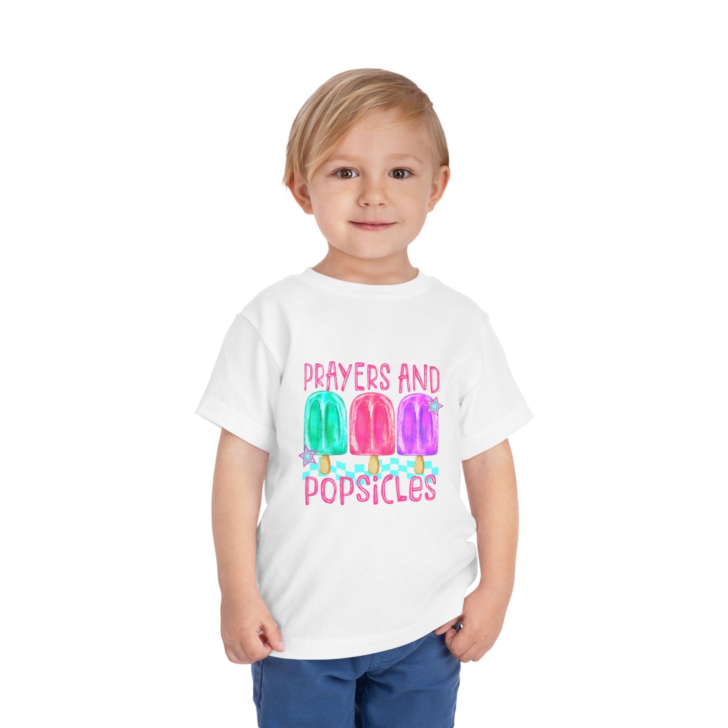 Toddler Tee — "Prayers and Popsicles" Watercolor Popsicle Faith Shirt